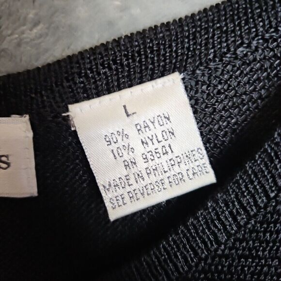 Jacobson's Black Tank Top Lg Mesh Semi Sheer stretch rayon nylon - Picture 3 of 11